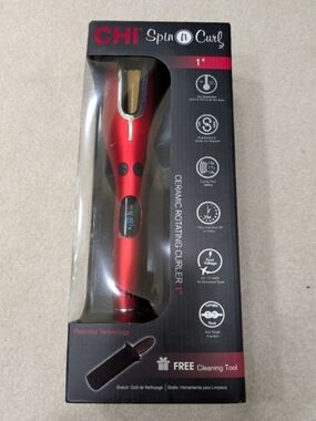 CHI Spin N Curl 1" Ceramic Rotating Curler - Red